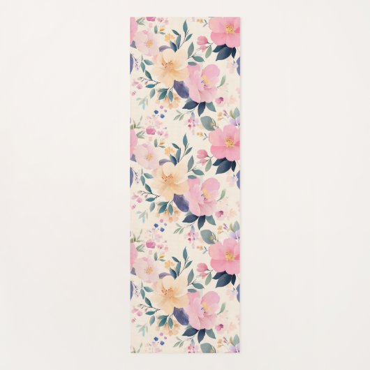 Serene Bloemen Roze Flow Elegante Kalmerende Esthe Yogamat (Voorkant)