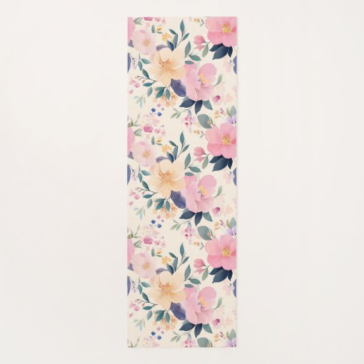 Serene Bloemen Roze Flow Elegante Kalmerende Esthe Yogamat (Achterkant)