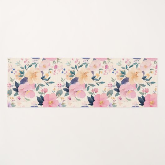 Serene Bloemen Roze Flow Elegante Kalmerende Esthe Yogamat (Voorkant (horizontaal))