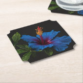 Serene Bloom: De schoonheid van blauwe hibiscus bl Kartonnen Onderzetters (Gekanteld)