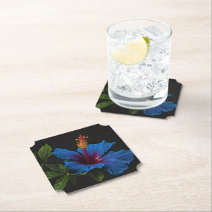 Serene Bloom: De schoonheid van blauwe hibiscus bl Kartonnen Onderzetters