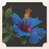 Serene Bloom: De schoonheid van blauwe hibiscus bl Kartonnen Onderzetters (Voorkant)