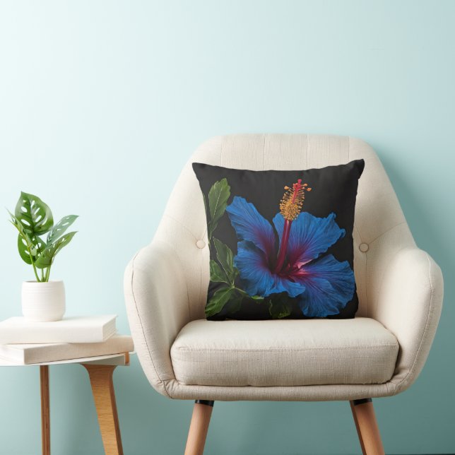 Serene Bloom: De schoonheid van blauwe hibiscus bl Kussen (Stoel)