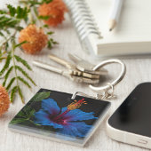 Serene Bloom: De schoonheid van blauwe hibiscus bl Sleutelhanger (Voorkant Rechts)