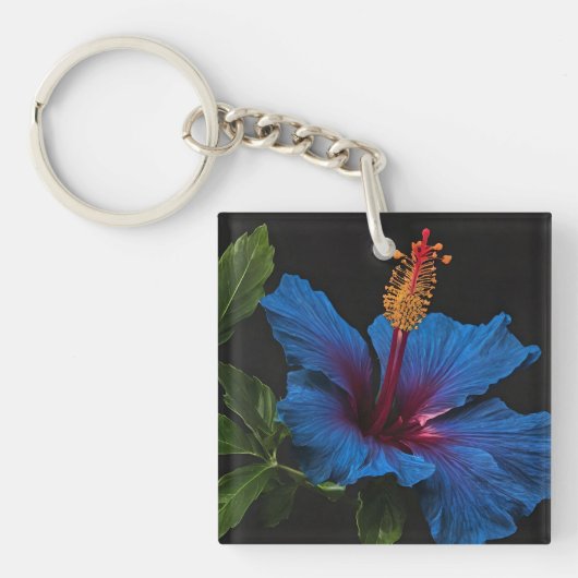 Serene Bloom: De schoonheid van blauwe hibiscus bl Sleutelhanger (voorkant)