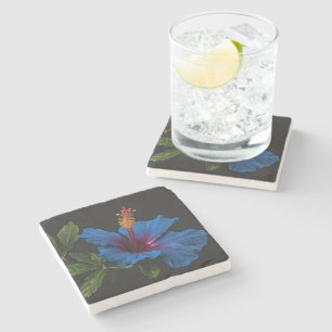 Serene Bloom: De schoonheid van blauwe hibiscus bl Stenen Onderzetter