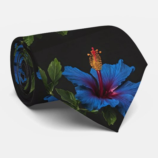 Serene Bloom: De schoonheid van blauwe hibiscus bl Stropdas (Opgerold)