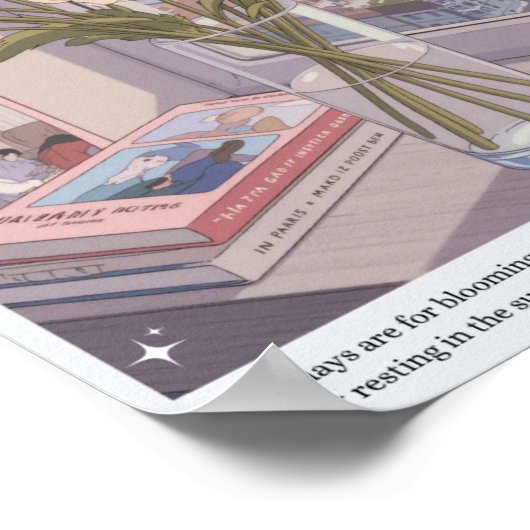 Serene Bloom Window Uitzicht Art Print (Hoek)