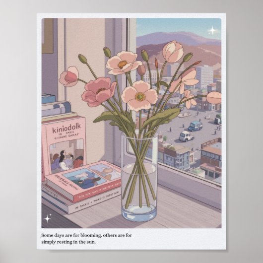 Serene Bloom Window Uitzicht Art Print (Voorkant)