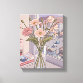 Serene Bloom Window Uitzicht Art Print