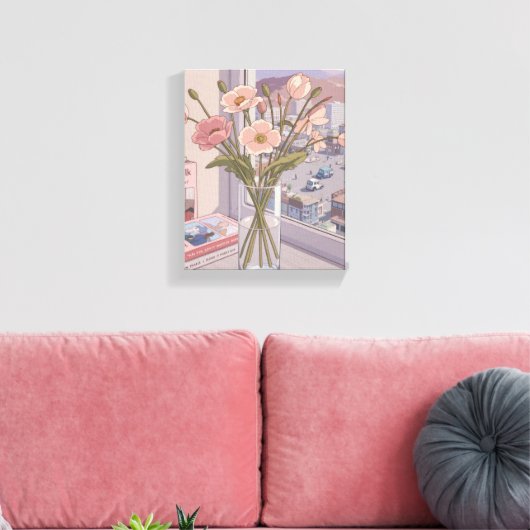 Serene Bloom Window Uitzicht Art Print (Insitu (Woonkamer))