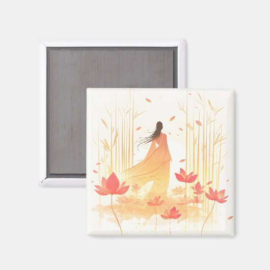 Serene Blossom Lotus Garden Magneet (Voorkant / Achterkant)