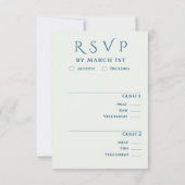 Serene Blue Abstract Beach Wedding Meal options RSVP Kaartje (Achterkant)