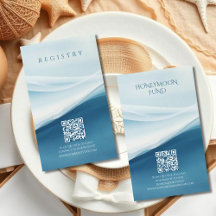 Serene Blue Abstract Beach Wedding Regirstry