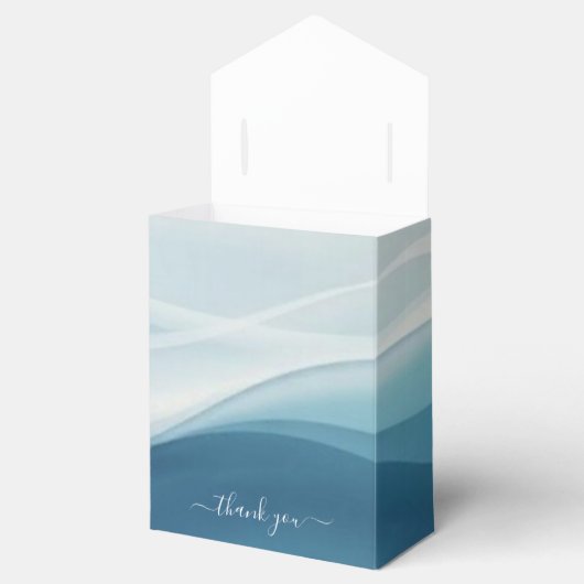 Serene Blue Abstract Wedding Favor Boxes Bedankdoosjes (Geopend)