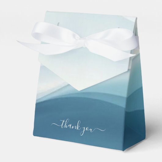Serene Blue Abstract Wedding Favor Boxes Bedankdoosjes (Voorkant Zijde)