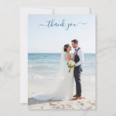 Serene Blue Abstract Wedding Thank You Card Kaart (Achterkant)