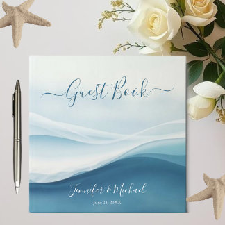Serene Blue Beach Abstract Wedding Gastenboek
