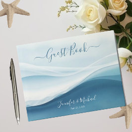 Serene Blue Beach Abstract Wedding Gastenboek