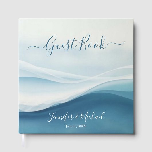 Serene Blue Beach Abstract Wedding Gastenboek (Voorkant)