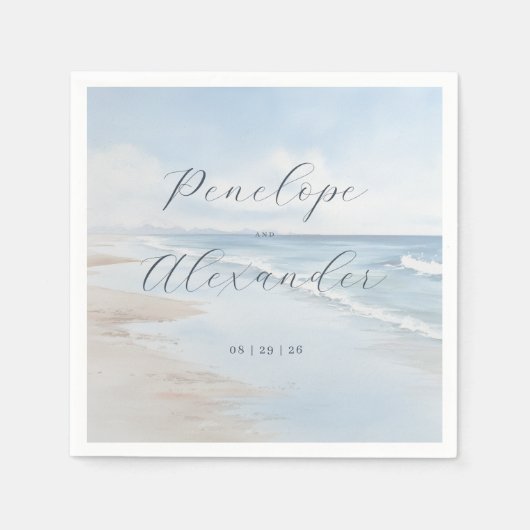 Serene Blue Beach Waves Servet (Voorkant)