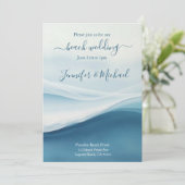 Serene Blue Beach Wedding-All In One Kaart (Staand voorkant)