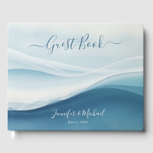 Serene Blue Beach Wedding Gastenboek (Voorkant)
