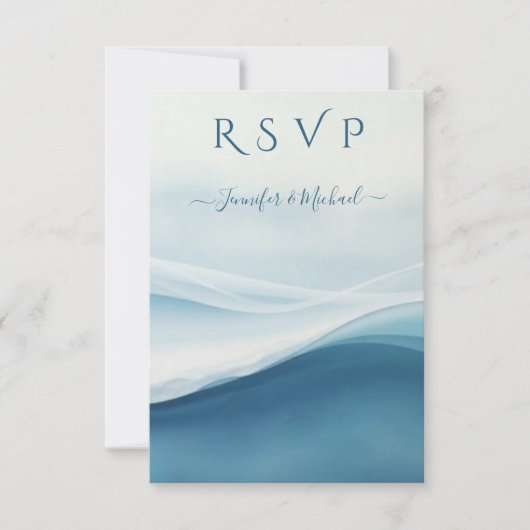 Serene Blue Beach Wedding Meal options RSVP Kaartje (Voorkant)