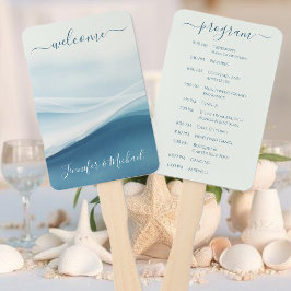 Serene Blue Beach Wedding Program Handwaaier