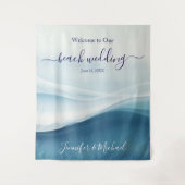 Serene Blue Beach Wedding Welcome Sign Wandkleed (Voorkant)