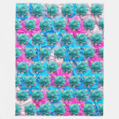 Serene Blue Blooms Fleece Deken (Voorkant)