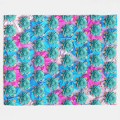 Serene Blue Blooms Fleece Deken (Voorkant (Horizontaal))