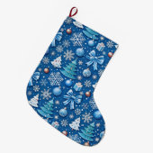 Serene Blue Christmas Wrapping Paper Pattern Grote Kerstsok (Voorkant (Hangend))