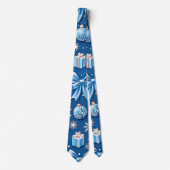 Serene Blue Christmas Wrapping Paper Pattern Stropdas (Voorkant)
