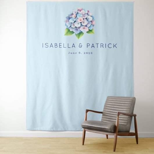 Serene Blue Floral Bouquet Wandkleed (In situ)