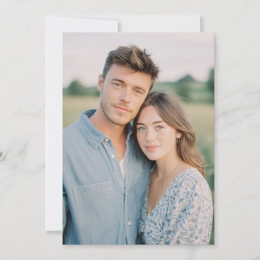 Serene Blue Floral Photo Kaart (Voorkant)