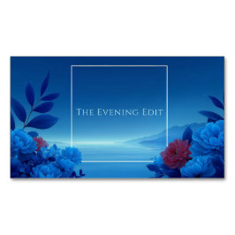 Serene Blue Floral Seascape Pink Accent Magnetisch Visitekaartje