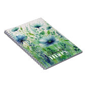 Serene Blue Floral Waterverf Elegant Dagboek Notitieboek (Rechterzijde)