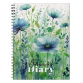 Serene Blue Floral Waterverf Elegant Dagboek Notitieboek (Voorkant)