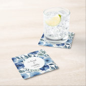 Serene Blue Floral Wedding Kartonnen Onderzetters (Insitu)