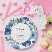 Serene Blue Floral Wedding Papieren Bordje (Feest)