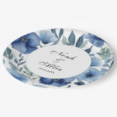 Serene Blue Floral Wedding Papieren Bordje (Gekanteld)