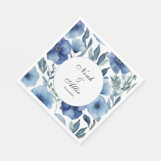 Serene Blue Floral Wedding Servet (Hoek)