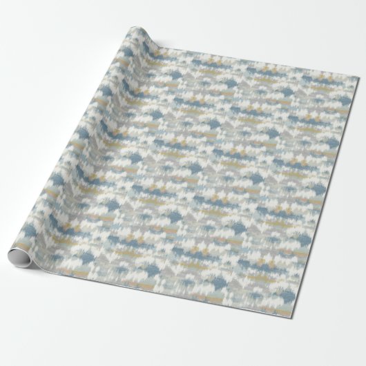 Serene Blue Gray Cloud Waves Cadeaupapier (Uitgerold)