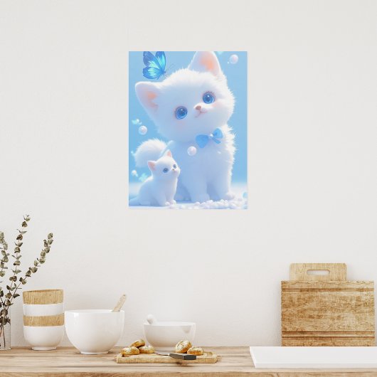 Serene Blue: Het verhaal van een Kat Poster (Keuken)