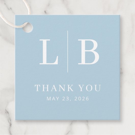 Serene Blue Initials Thank You Bedankjes Labels (Voorkant)
