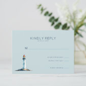 Serene Blue Lighthouse RSVP Kaartje (Staand voorkant)