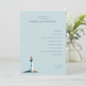 Serene Blue Lighthouse Wedding Ceremony Programmakaart (Staand voorkant)