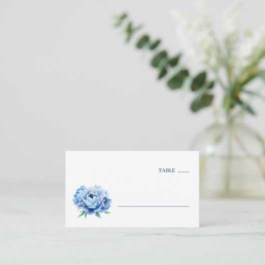 Serene Blue Minimalist Floral Plaatskaartje (Staand voorkant)