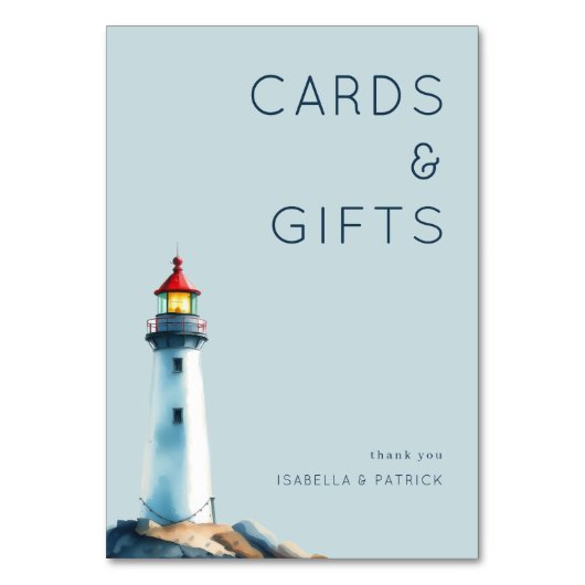 Serene Blue Minimalist Lighthouse Kaart (Voorkant)